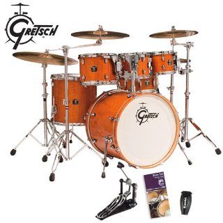 Gretsch Catalina Maple Amber 6 Piece Shell Kit (CMT E825P AMB)   Bonus Includes Evans Drumset Survival Guide, LP Rumba Shaker (LP201BK) & Gibraltar Bass Drum Pedal (6611) Musical Instruments