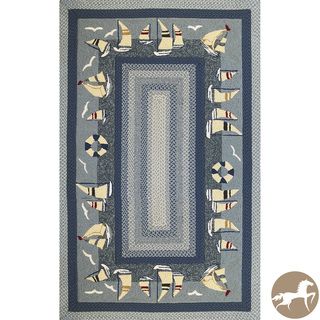 Hand woven Sailboats 5510 Blue Area Rug (33 X 53)