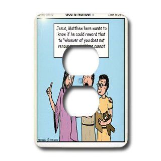 lsp_2624_6 Rich Diesslins Funny Cartoon Gospel Cartoons   Jesus   God is Number One   Light Switch Covers   2 plug outlet cover   Electrical Outlet Covers  