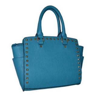 Womens Blingalicious Leatherette Handbag With Studs Q2025 Blue