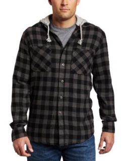 Modern Culture Men's Hooded Flannel Shirt, Black, XX Large/Regular at  Men�s Clothing store Button Down Shirts