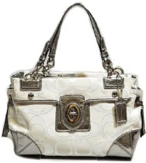 Coach Peyton Signature Satchel Tote Carryall Silver 19760 Shoes