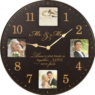 Mr. and Mrs. Inspirational Wedding Picture Wall Clock (17 inch)  