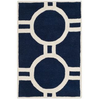 Safavieh Handmade Moroccan Chatham Collection Dark Blue/ Ivory Wool Rug (2 X 3)