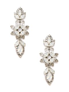 White Opal Crystal Floral Drop Earrings by Elizabeth Cole