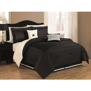 Royale Black/ivory Reversible 6 piece Comforter Set