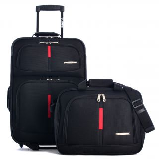 Olympia Manchester 2 piece Black Carry on Luggage Set