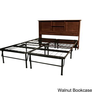 Epicfurnishings Durabed Full size Steel Foundation   Frame in one Mattress Support System With All Wood Bookcase Headboard Bed Frame Black Size Full