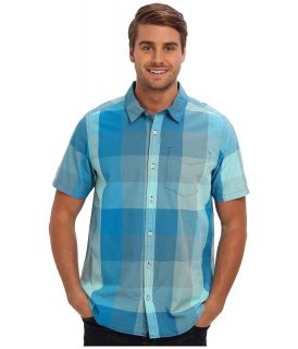 Prana S/S Brighton Shirt Mens Short Sleeve Button Up (Blue)