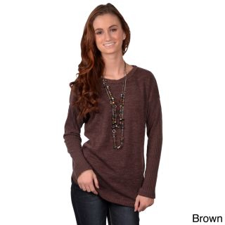 Journee Collection Journee Collection Juniors Long Sleeve Ribbed Sleeve Sweater Brown Size S (1  3)