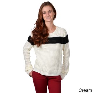 Journee Collection Journee Collection Womens Long sleeve Striped Crew neck Sweater Off White Size S (1  3)