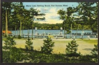 Mirror Lake Bathing Beach Fort Devens MA postcard 1941 Entertainment Collectibles