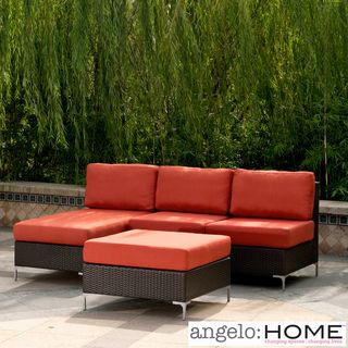 Angelohome Angelohome Napa Springs Tulip Red 3 Piece Sectional Indoor/outdoor Resin Wicker Red Size 3 Piece Sets