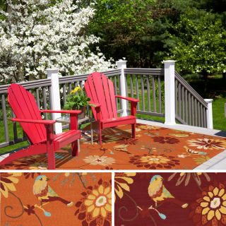 Hand hooked Lucy Transitional Floral Indoor/ Outdoor Area Rug (5 X 8)