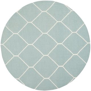 Safavieh Handwoven Moroccan Dhurrie Contemporary Light Blue/ Ivory Wool Rug (6 Round)