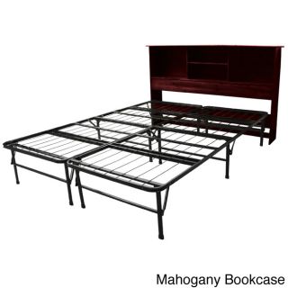 Epicfurnishings Durabed Queen size Steel Foundation   Frame in one Mattress Support System With All Wood Bookcase Headboard Bed Frame Multi Size Queen