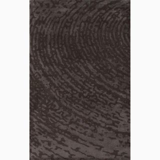 Handmade Brown/ Gray Wool/ Art Silk Te X Tured Rug (5 X 8)