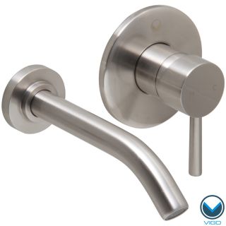 Olus Brushed Nickel Finish Single Lever Wall Mount Faucet