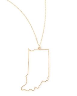 Gold State Pendant Necklace, Indiana   GaugeNYC
