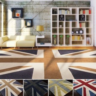 Hand tufted Union Jack Novelty Contemporary Accent Rug (2 X 3)