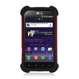 LG Connect 4G/Ms840 Hybrid Vision Case Black Silicon Case + Red Hard Cover + Black Silicon Case Cell Phones & Accessories