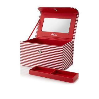 Morelle Amanda Red Striped Cosmetic/jewelry Case