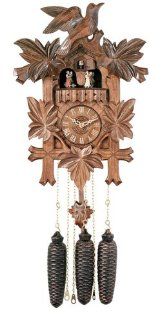 River City Clocks MD841 16 Eight Day Musical Cuckoo Clock with Dancers, Five Hand Carved Birds And Maple Leaves, 16 Inch Tall