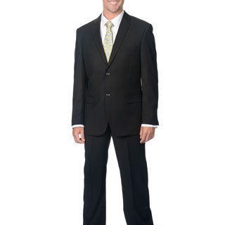 San Malone Caravelli Mens Slim Fit Black 2 button Notch Collar Suit Black Size 36R