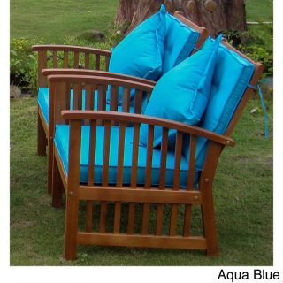 International Caravan Royal Tahiti Phuket Yellow Balau Wood Armchairs With Cushions And Pillows
