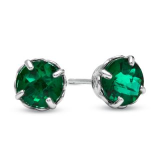 0mm Lab Created Emerald Stud Earrings in 10K White Gold   Zales