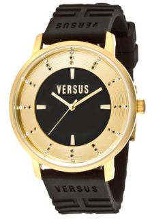 Versus AL14SBQ7S09 A009  Watches,Womens Hollywood White Crystal Black/Gold Textured Dial Black Textured Rubber, Casual Versus Quartz Watches