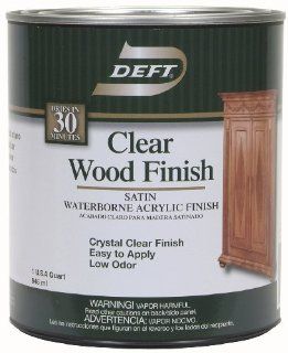 Deft Interior Waterborne Clear Wood Finish Satin, Quart   Household Wood Stains  