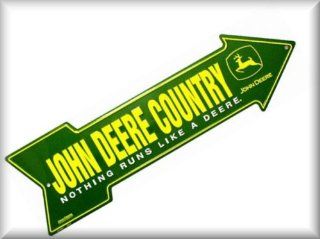 John Deere Country Signs Size 6x20 Arrow Sign Yellow & White on Green Background Automotive