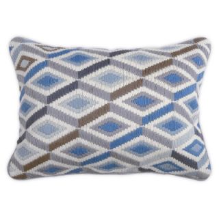Jonathan Adler Bargello Diamonds Wool Pillow 3298 Color Blue & Grey