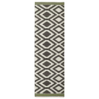 Flatweave Tribeca Handmade Grey Geometric Wool Rug (26 X 8)