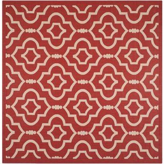 Safavieh Indoor/ Outdoor Courtyard Red/ Bone Geometric pattern Rug (710 Square)