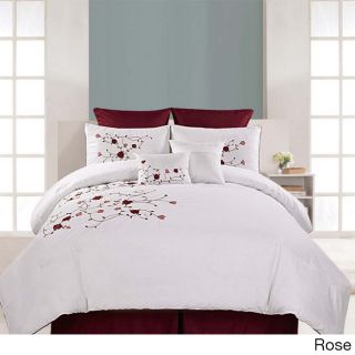 N/a Embroidered 8 piece Belmont Cotton Comforter Set Red Size King
