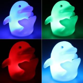 Plastic Dolphin LED 7 Color Changing Night Light Lamp   Led Household Light Bulbs  