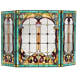 Tiffany Style Victorian Design Decorative Fireplace Screen