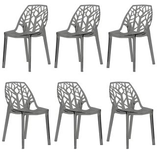 Modern Flora Transparent Black Plastic Dining Chair (set Of 6)