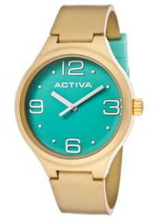 Activa AA101 023  Watches,Womens Turquoise Dial Gold Polyurethane, Casual Activa Quartz Watches