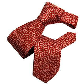Dmitry Mens Red Flower patterned Italian Silk Tie