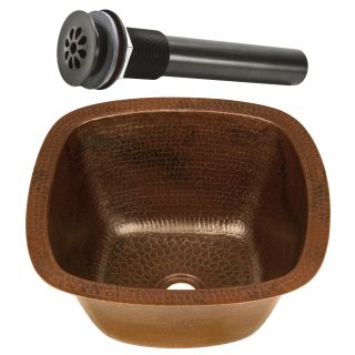 Square 14 inch Hand Hammered Copper Bathroom Sink