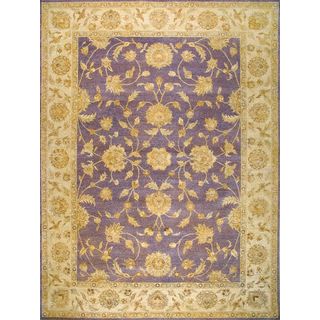 Hand knotted Ziegler Blue Beige Vegetable Dyes Wool Rug