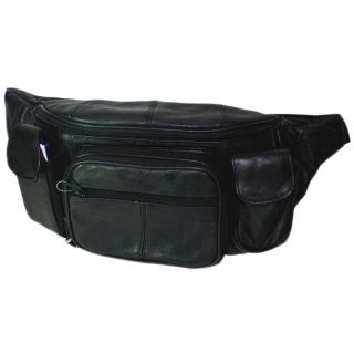 Hollywood Tag Extra Large Black Leather Fanny Pack