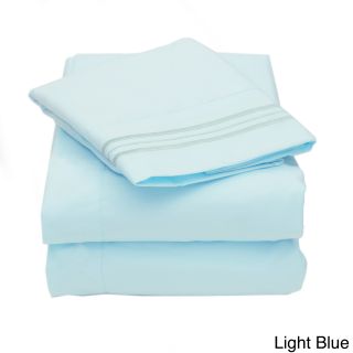 Bed Bath N More Triple Stitch 4 piece Bed Sheet Set Blue Size Twin
