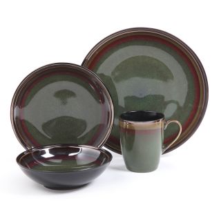 Tequesta Round 16 piece Green Stoneware Dinnerware Set