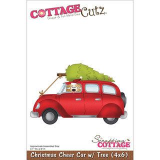 Cottagecutz Die 4 X6   Christmas Cheer Car W/tree