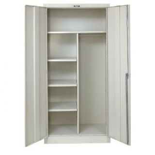 Hallowell 855C24A PT Parchment Steel 800 Series Heavy Gauge Combination Cabinet with Coat Rod, Single Tier and Double Door, Assembled, 36" Width x 78" Height x 24" Depth, 4 Shelves Science Lab Cabinets