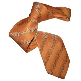 Dmitry Mens Light Orange Patterned Italian Silk Tie